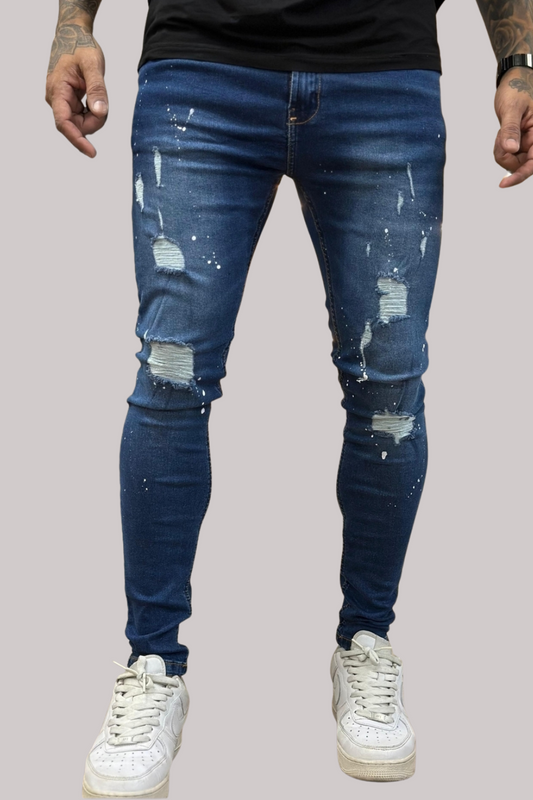 CALÇA LLEVA SUPER SKINNY DESTROYED JEANS ESCURO CJLLEVA0040