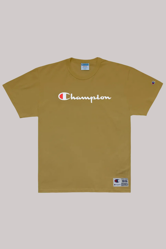 CAMISETA CHAMPION SCRIPT LOGO BORDADO EVA TECIDO MEIA MALHA GROSSO