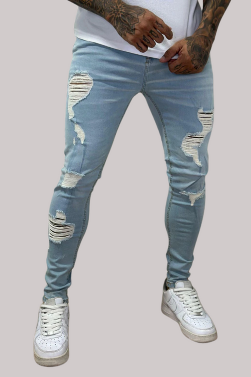 CALÇA JEANS LLEVA DESTROYED CLARO