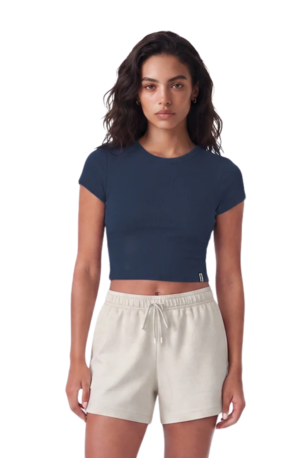 CAMISETA FEM FILA CROPPED LIFE RIBBED III F12SP00138 AZUL MARINHO