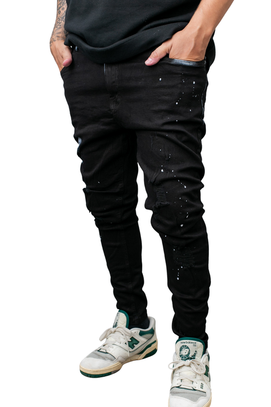 CALÇA LLEVA JEANS SUPER SKINNY RASGADA C/ TINTA LL9032