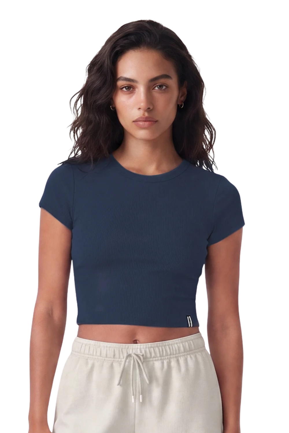 CAMISETA FEM FILA CROPPED LIFE RIBBED III F12SP00138 AZUL MARINHO