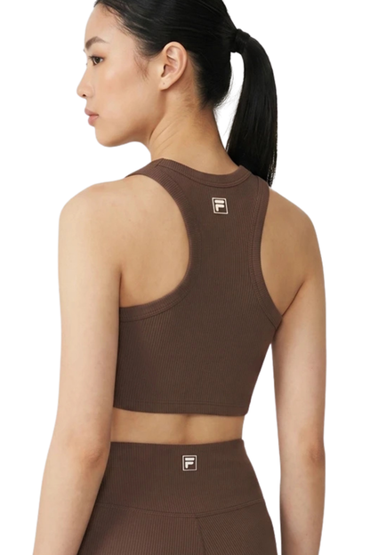 TOP FEM FILA CROPPED LIFE RIBBED III F12TR00125 MARROM CLARO