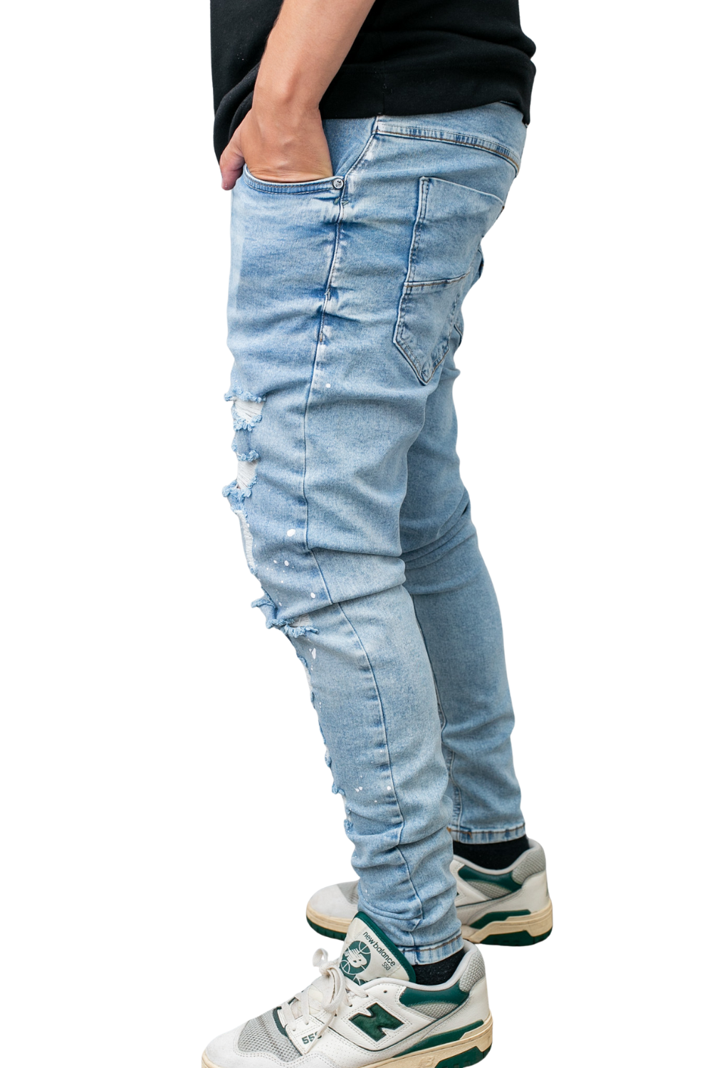 CALÇA LLEVA JEANS SUPER SKINNY C/ RASGOS RESPINGOS MARMORIZADA LL9016