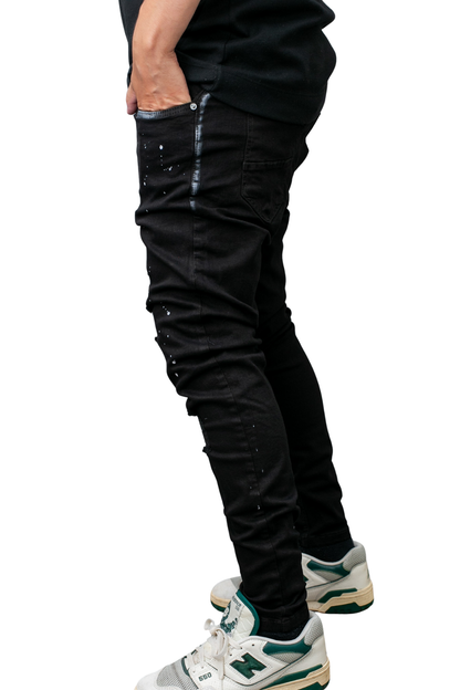 CALÇA LLEVA JEANS SUPER SKINNY RASGADA C/ TINTA LL9032