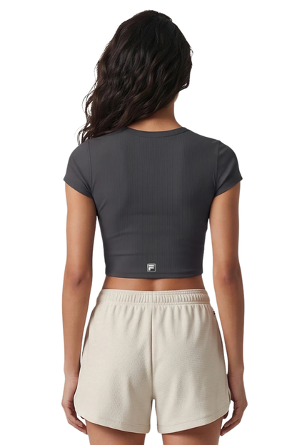 CAMISETA FEM FILA CROPPED LIFE RIBBED III F12SP00138 PRETO