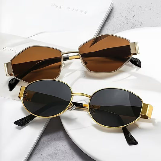 Óculos armação Oval em Metal Estilo Rétro Bohemio