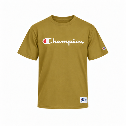 CAMISETA CHAMPION SCRIPT LOGO BORDADO EVA TECIDO MEIA MALHA GROSSO