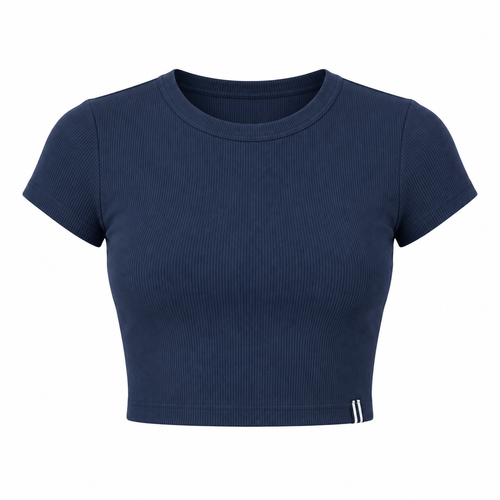 CAMISETA FEM FILA CROPPED LIFE RIBBED III F12SP00138 AZUL MARINHO