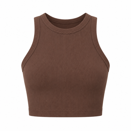 TOP FEM FILA CROPPED LIFE RIBBED III F12TR00125 MARROM CLARO