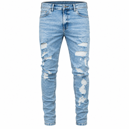 CALÇA LLEVA JEANS SUPER SKINNY C/ RASGOS RESPINGOS MARMORIZADA LL9016