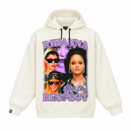 MOLETOM C/ CAPUZ RESPECT VINTAGE RIHANNA BLU-RIH-OFF