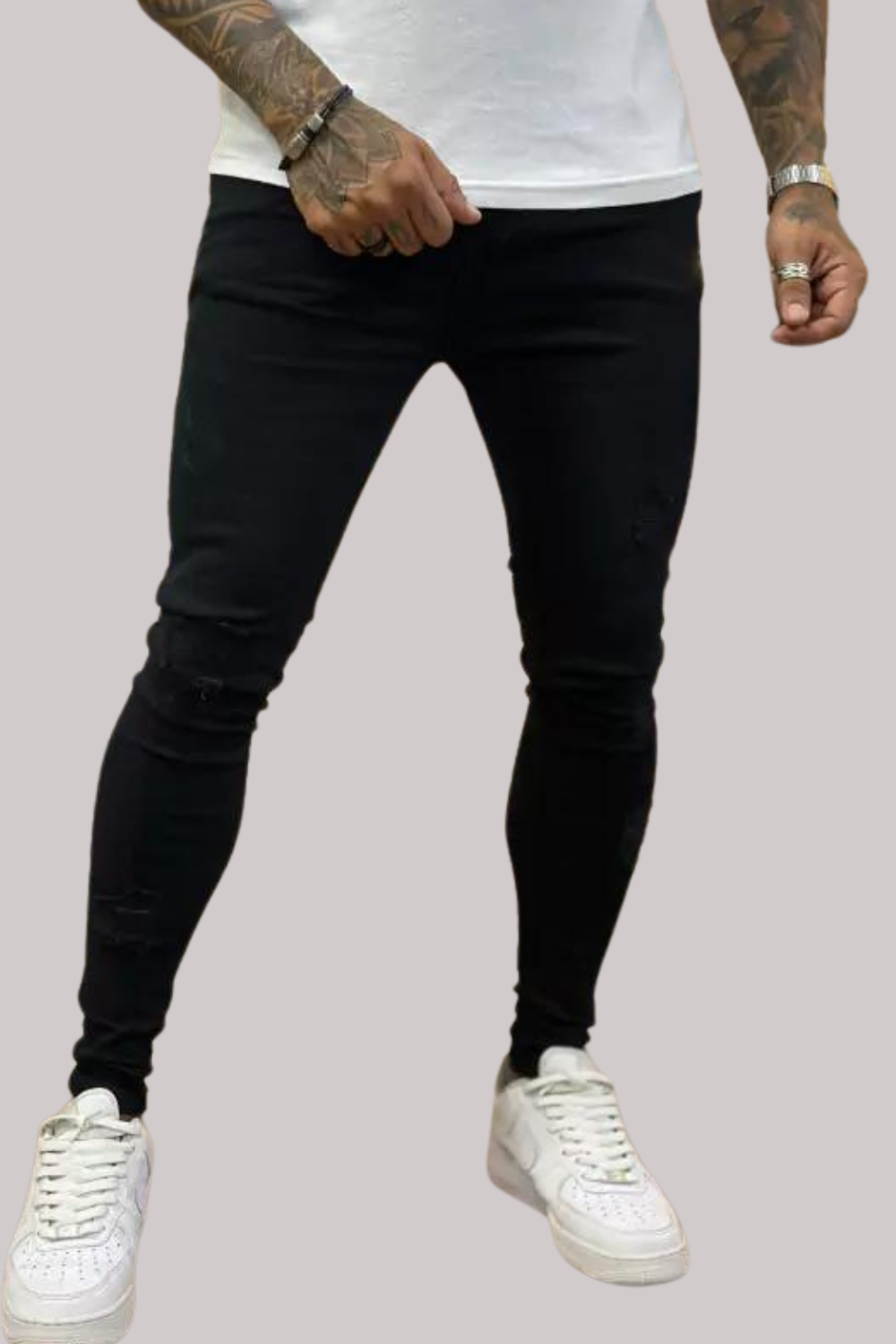 CALCA JEANS LLEVA SUPER SKINNY DETALHE DESTROYED
